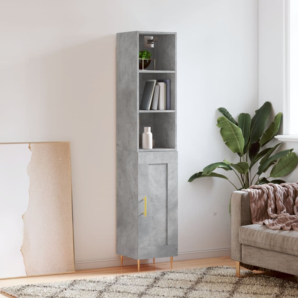 Highboard Betongrau 34,5x34x180 cm Holzwerkstoff