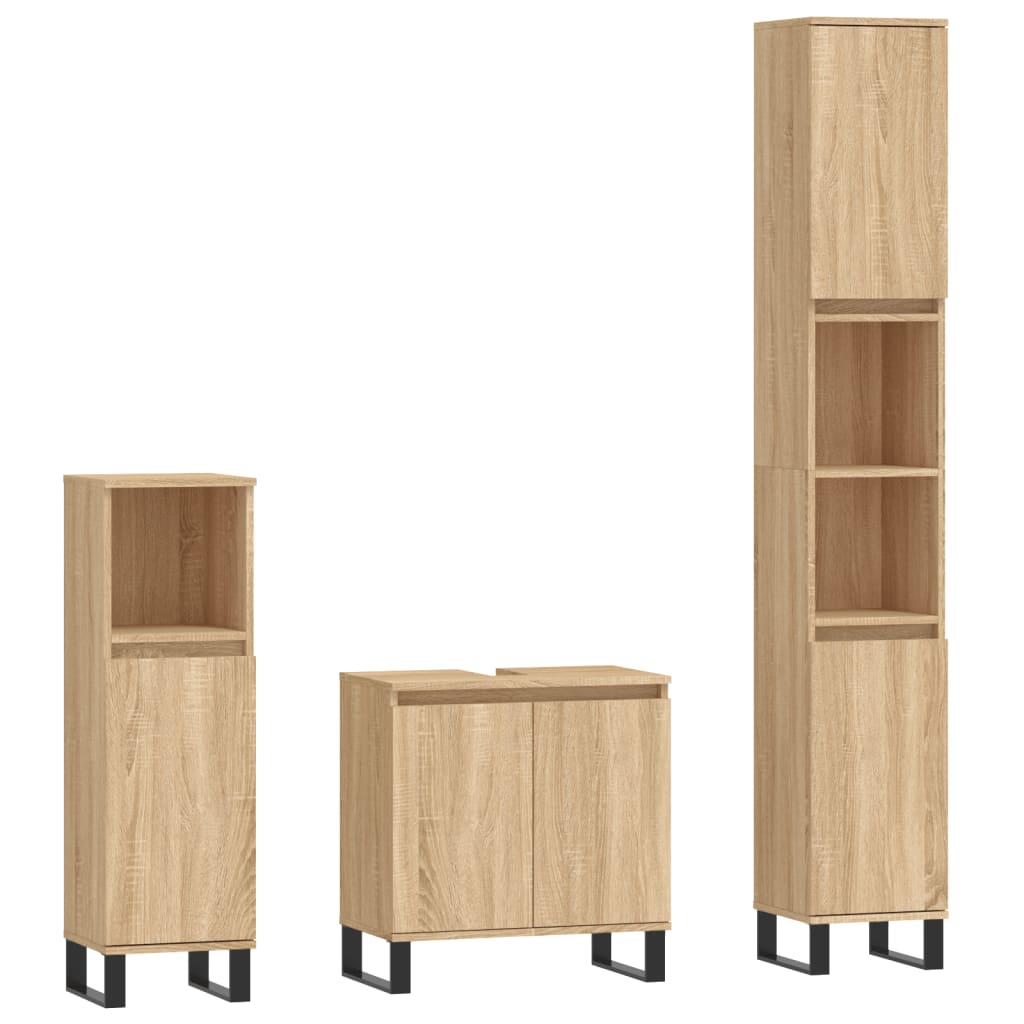 3-tlg. Badmöbel-Set Sonoma-Eiche Holzwerkstoff