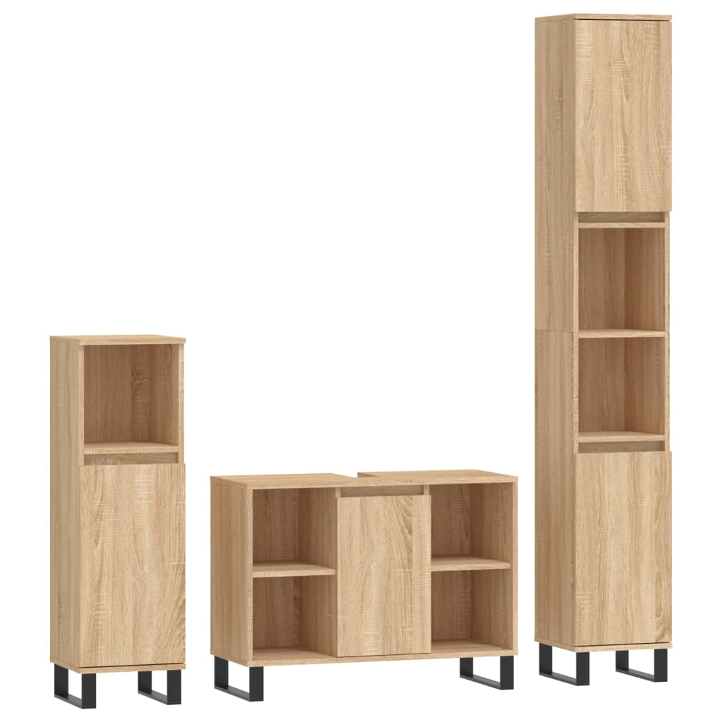 3-tlg. Badmöbel-Set Sonoma-Eiche Holzwerkstoff