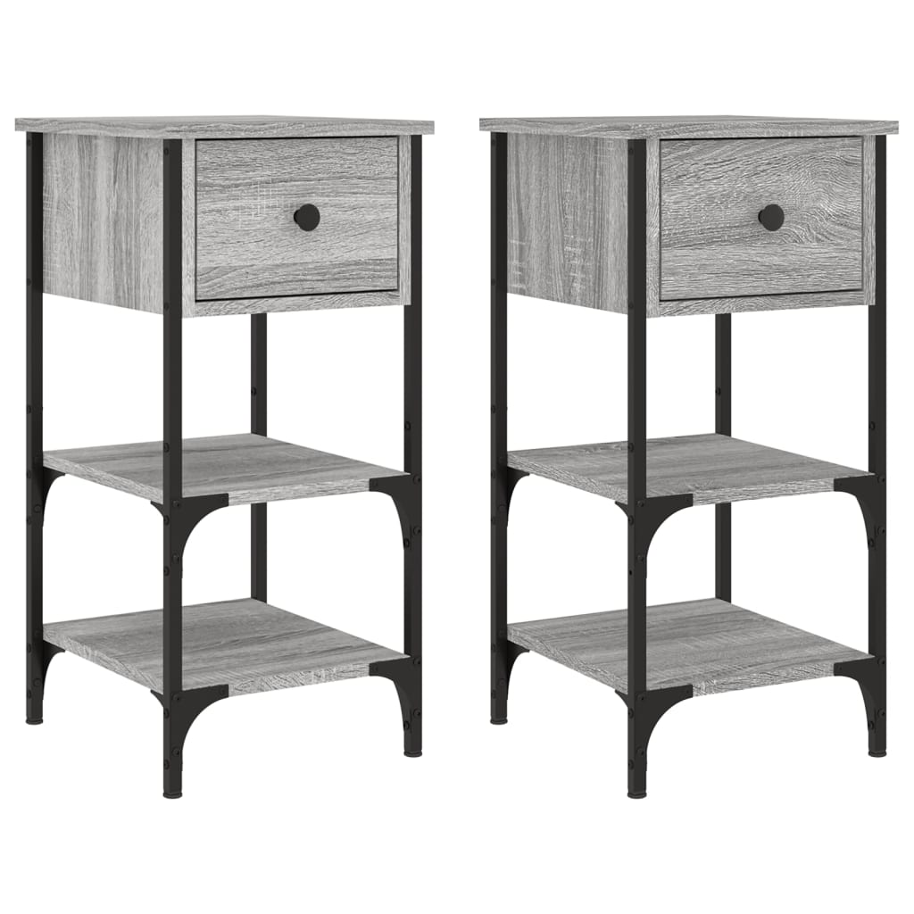 Nachttische 2 Stk. Grau Sonoma 34x36x70 cm Holzwerkstoff