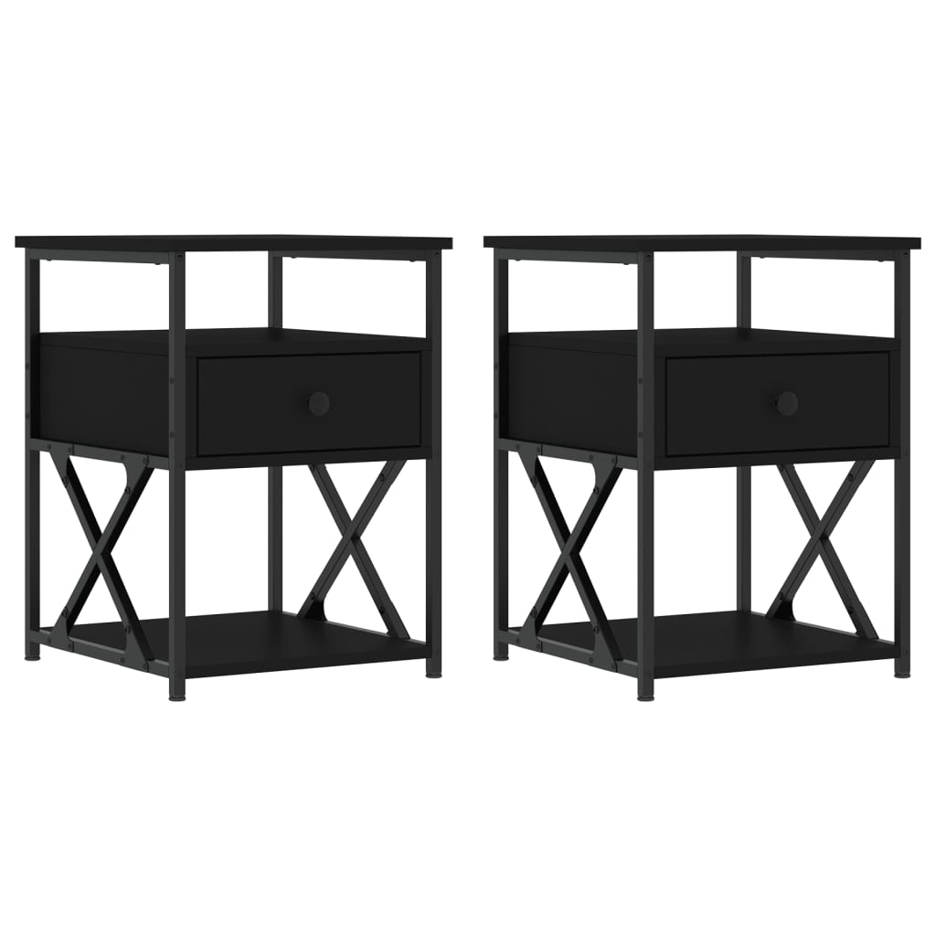 Nachttische 2 Stk. Schwarz 40x42x55 cm Holzwerkstoff