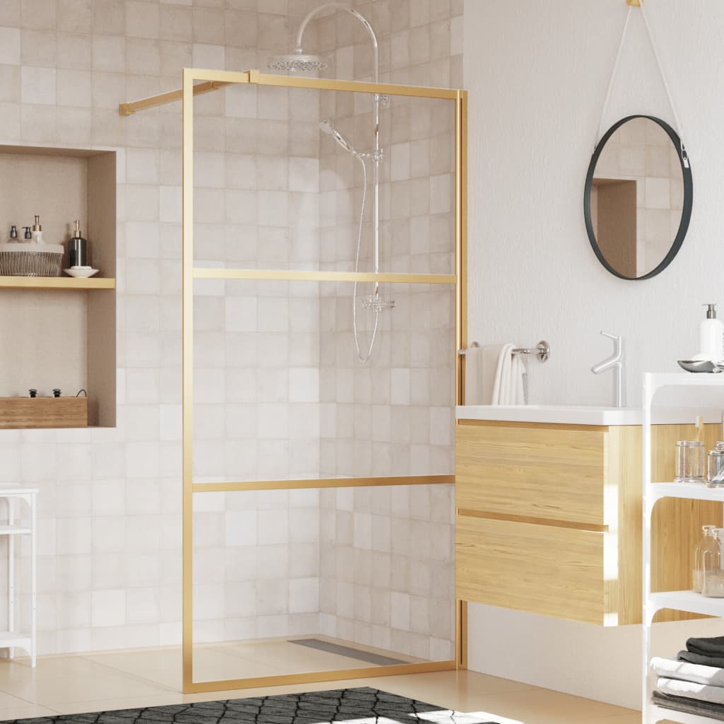Duschwand für Begehbare Dusche ESG Klarglas Golden 115x195cm