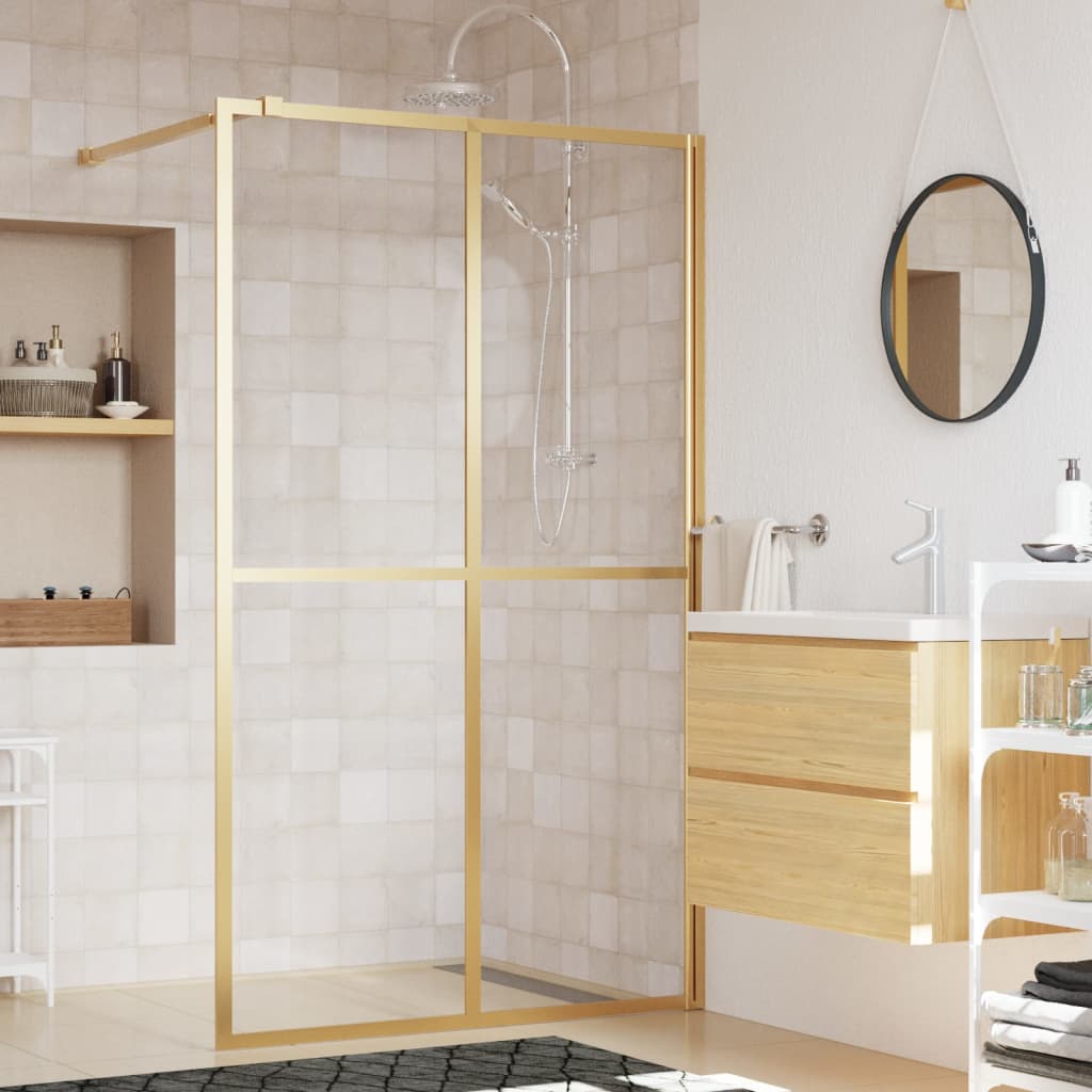 Duschwand für Begehbare Dusche ESG Klarglas Golden 140x195cm