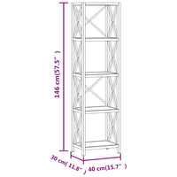 Thumbnail for Regal mit 5 Böden 40x30x146 cm Massivholz Eiche