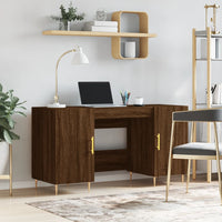 Thumbnail for Schreibtisch Braun Eichen-Optik 140x50x75 cm Holzwerkstoff