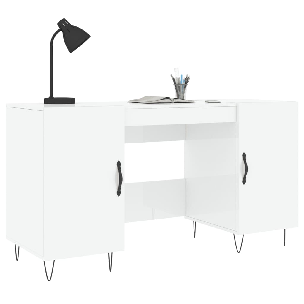 Schreibtisch Hochglanz-Weiß 140x50x75 cm Holzwerkstoff