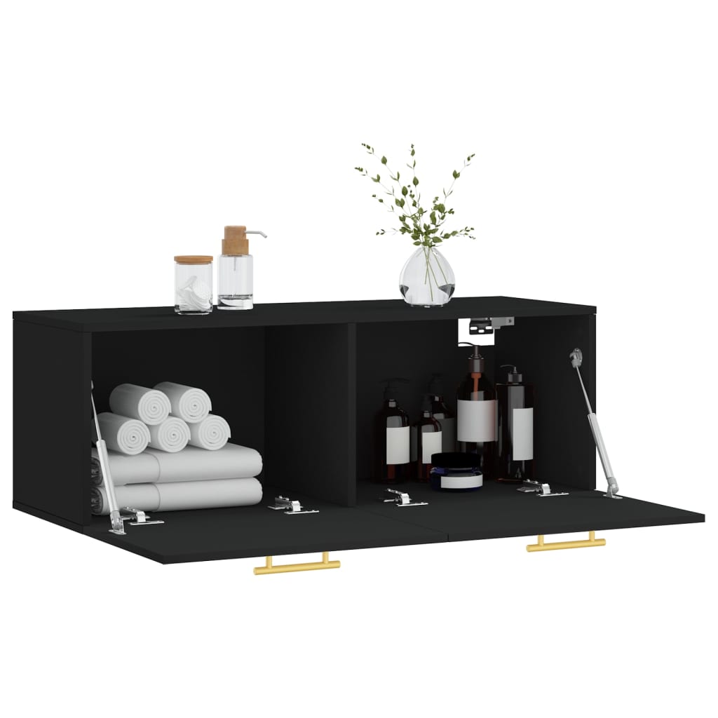 Wandschrank Schwarz 100x36,5x35 cm Holzwerkstoff