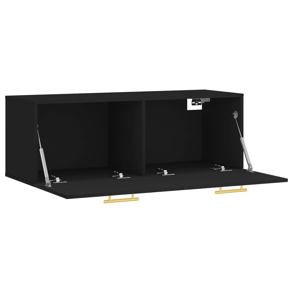 Wandschrank Schwarz 100x36,5x35 cm Holzwerkstoff