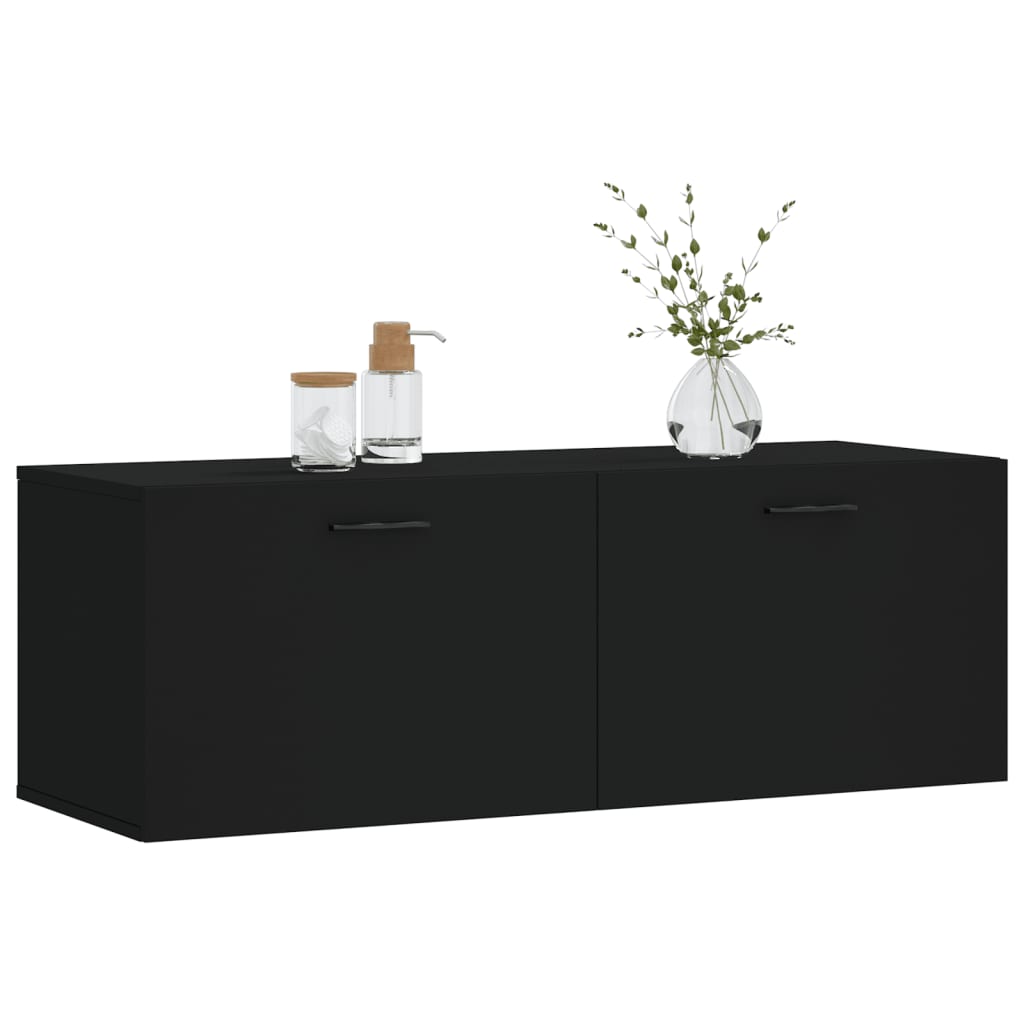 Wandschrank Schwarz 100x36,5x35 cm Holzwerkstoff