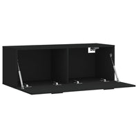 Thumbnail for Wandschrank Schwarz 100x36,5x35 cm Holzwerkstoff