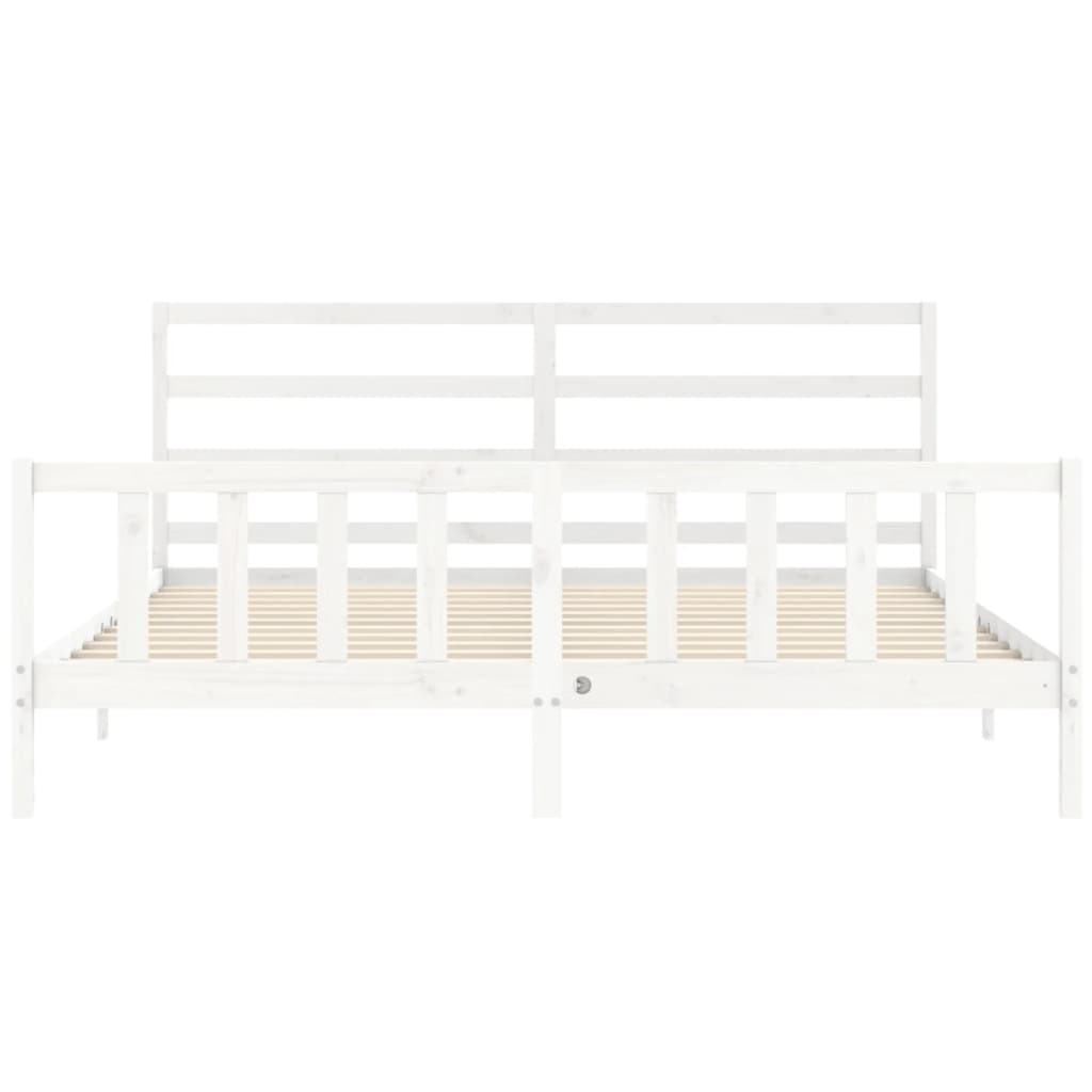 Massivholzbett mit Kopfteil Weiß 200x200 cm