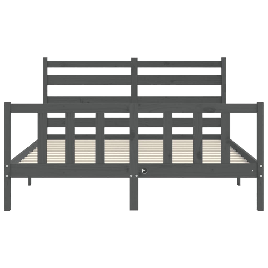 Massivholzbett mit Kopfteil Grau 5FT King Size