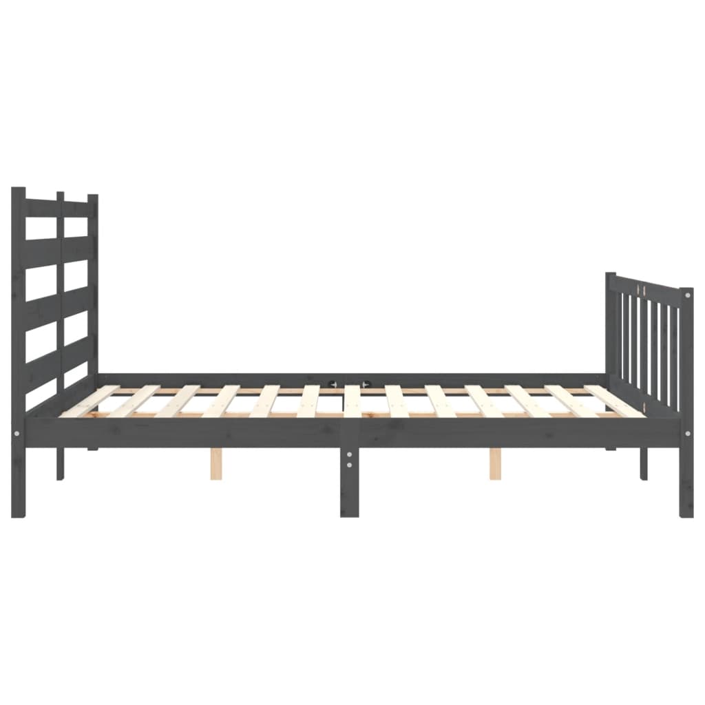 Massivholzbett mit Kopfteil Grau 5FT King Size