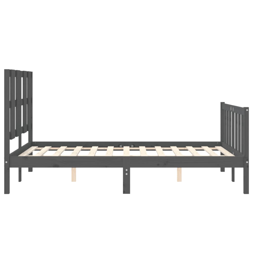 Massivholzbett mit Kopfteil Grau 4FT Small Double