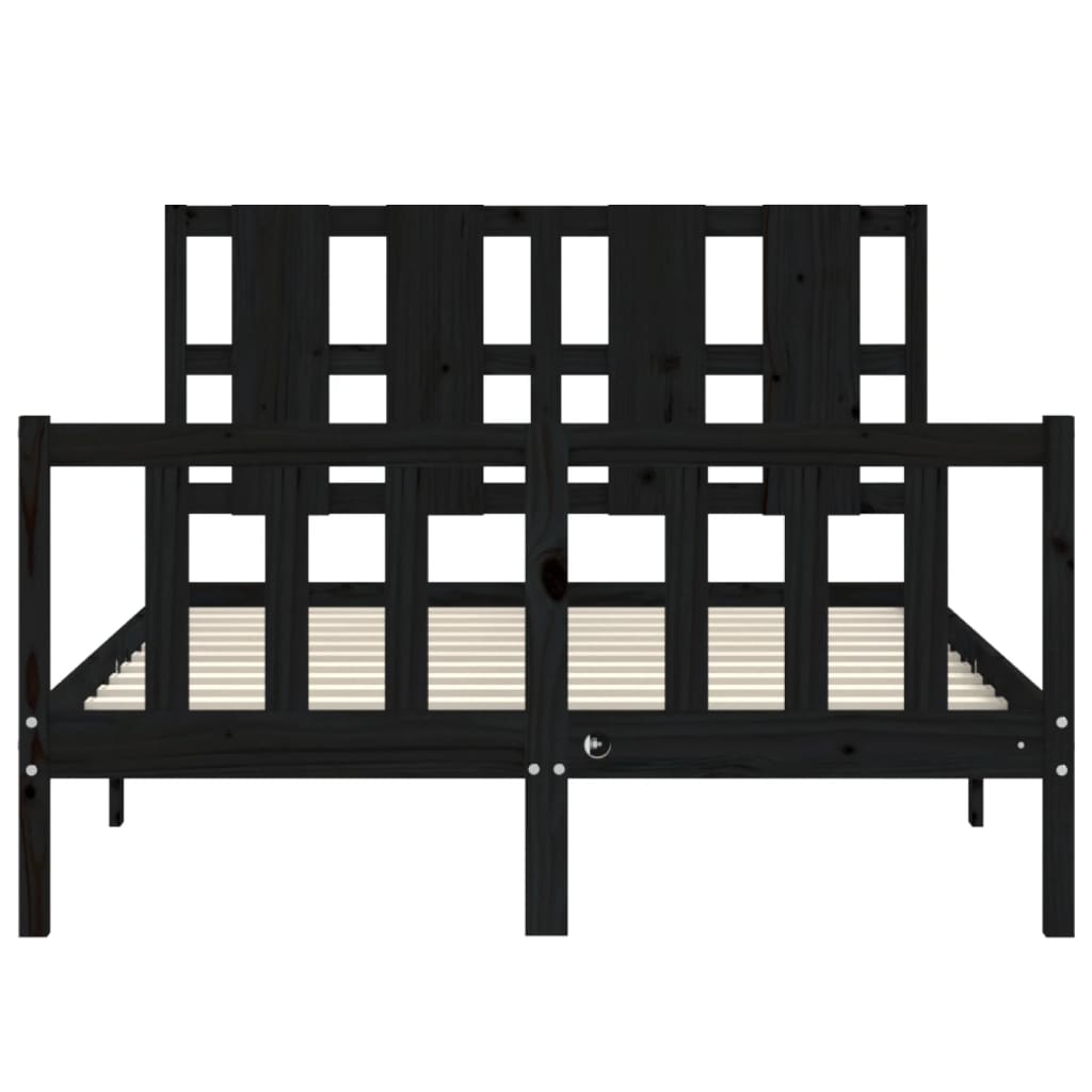 Massivholzbett mit Kopfteil Schwarz 4FT Small Double