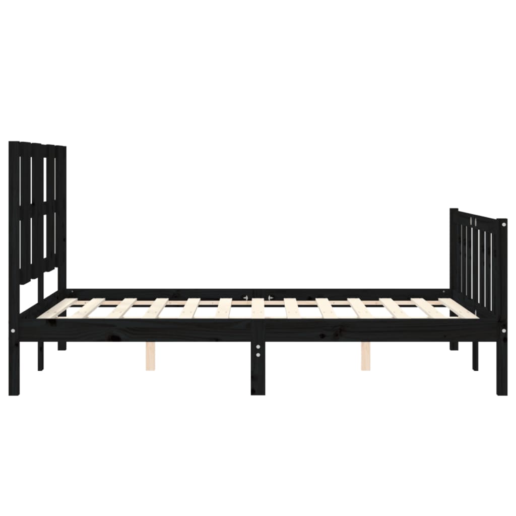 Massivholzbett mit Kopfteil Schwarz 4FT Small Double