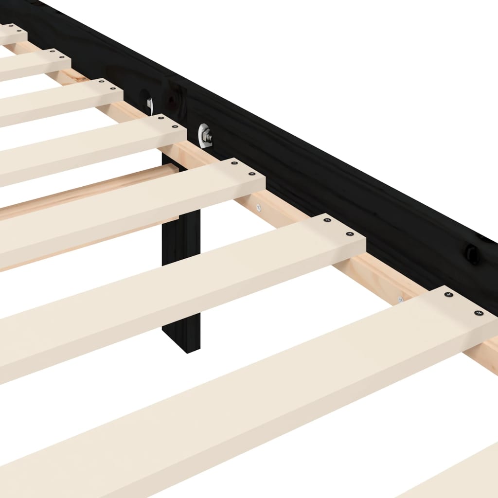 Massivholzbett mit Kopfteil Schwarz 4FT Small Double