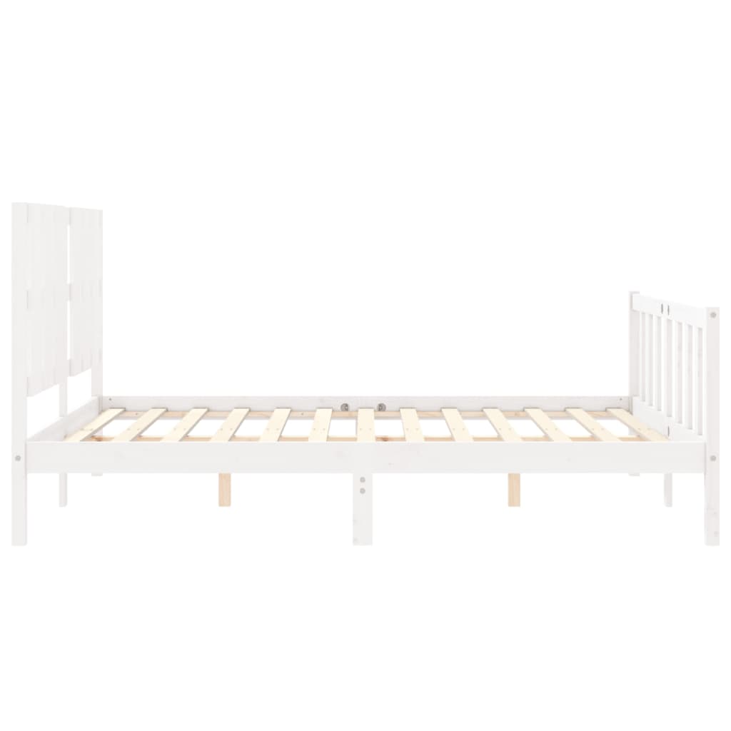 Massivholzbett mit Kopfteil Weiß 5FT King Size