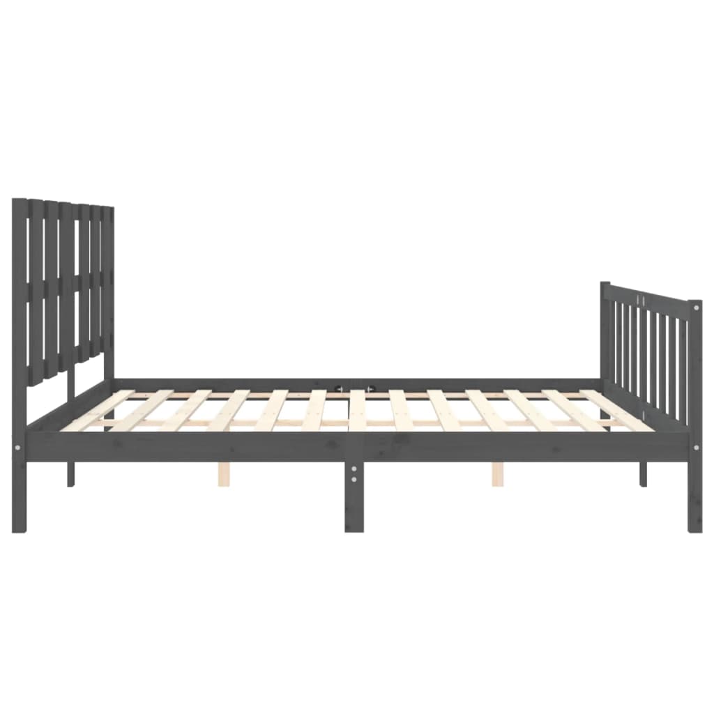 Bettgestell mit Kopfteil Grau 180x200 cm Massivholz