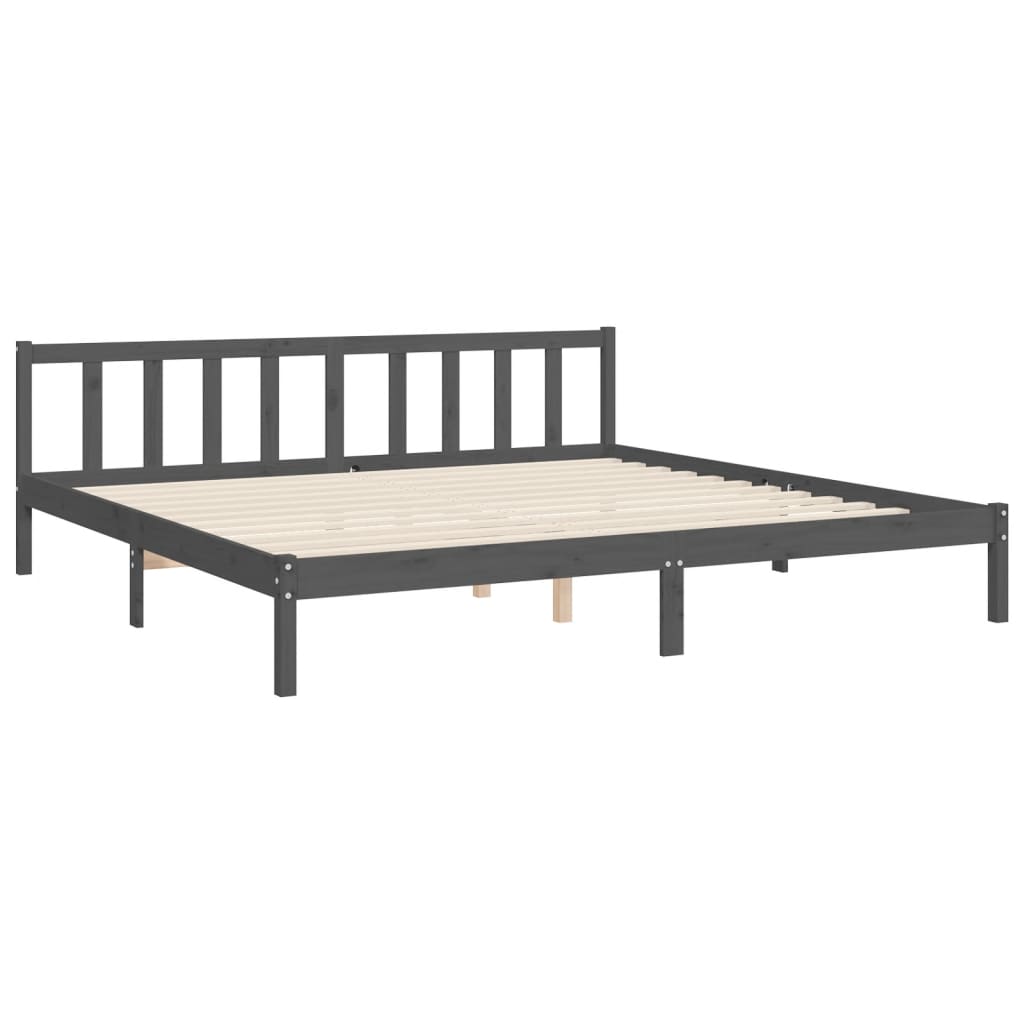 Bettgestell mit Kopfteil Grau 180x200 cm Massivholz