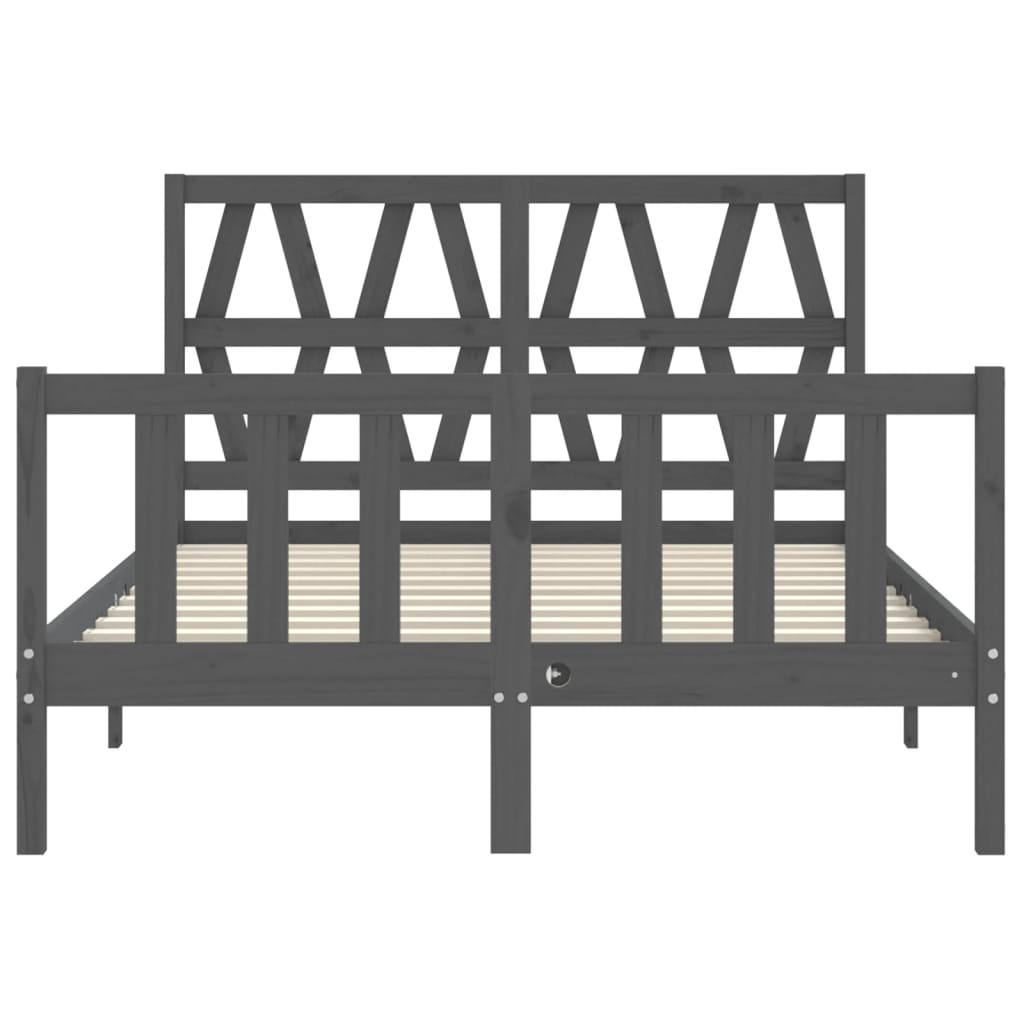 Massivholzbett mit Kopfteil Grau 4FT6 Double
