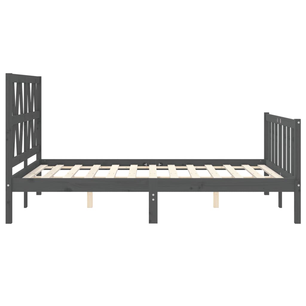 Massivholzbett mit Kopfteil Grau 4FT6 Double