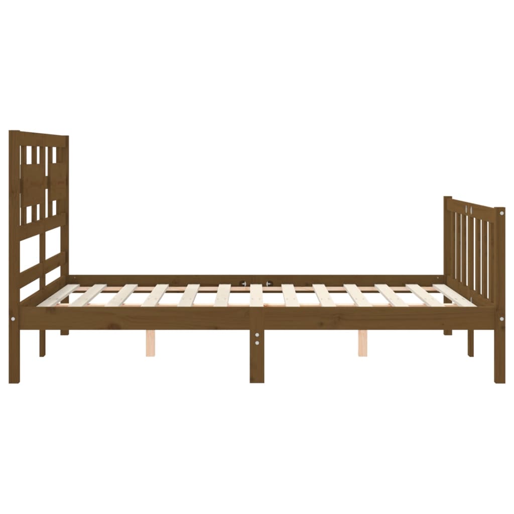 Massivholzbett mit Kopfteil Honigbraun 4FT Small Double