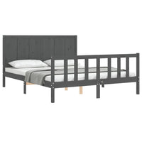 Thumbnail for Massivholzbett mit Kopfteil Grau