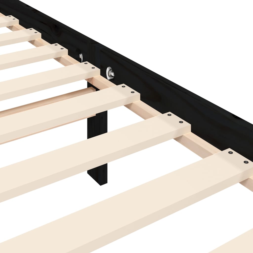 Massivholzbett mit Kopfteil Schwarz 5FT King Size