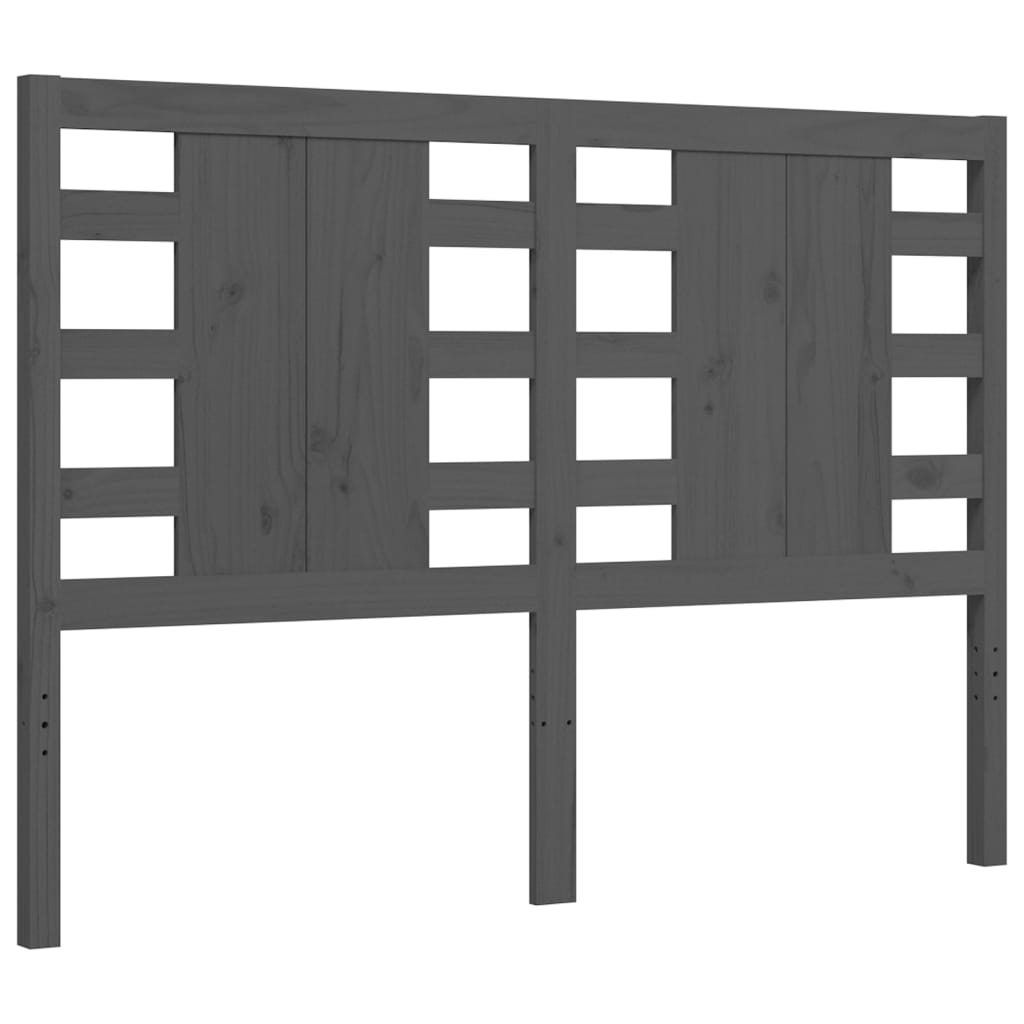 Massivholzbett mit Kopfteil Grau 140x200 cm