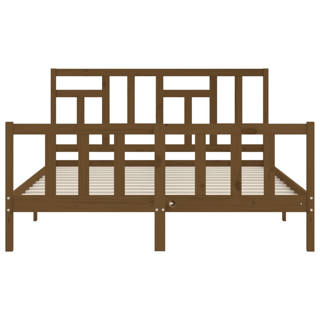 Massivholzbett mit Kopfteil Honigbraun 5FT King Size
