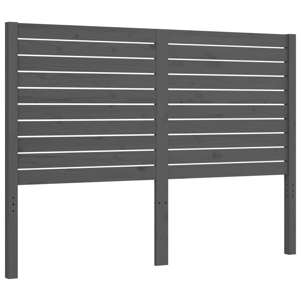 Massivholzbett mit Kopfteil Grau 120x200 cm