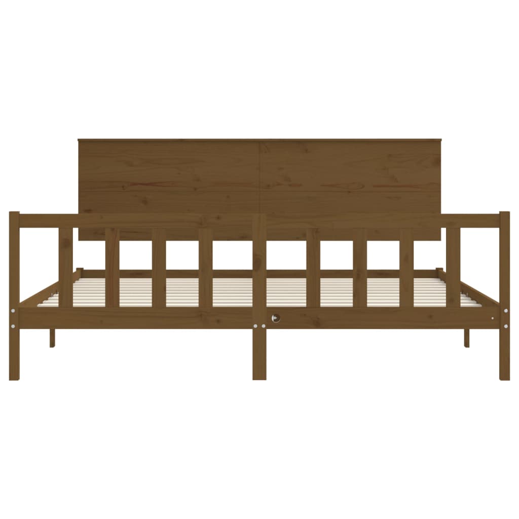 Massivholzbett mit Kopfteil Honigbraun 200x200 cm