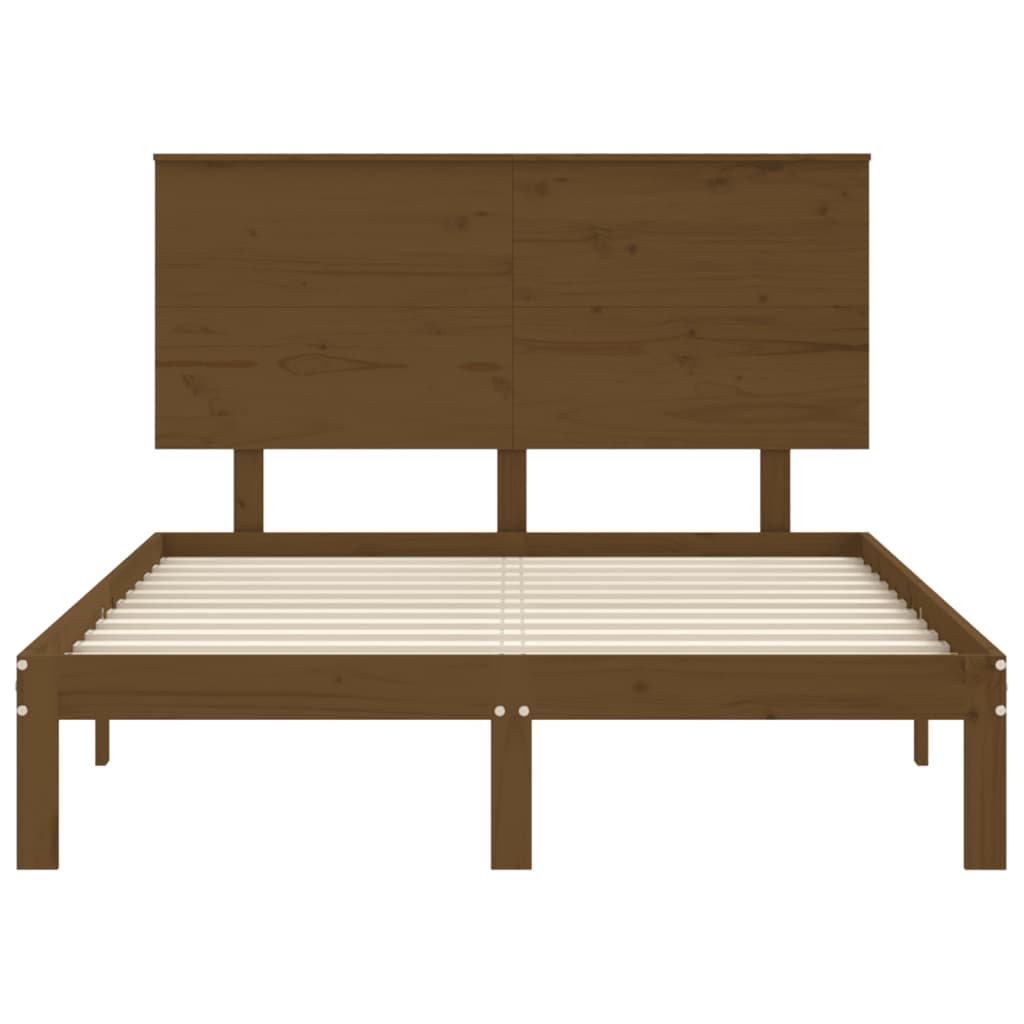 Massivholzbett mit Kopfteil Honigbraun 4FT6 Double