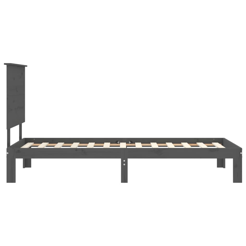 Massivholzbett mit Kopfteil Grau 90x200 cm