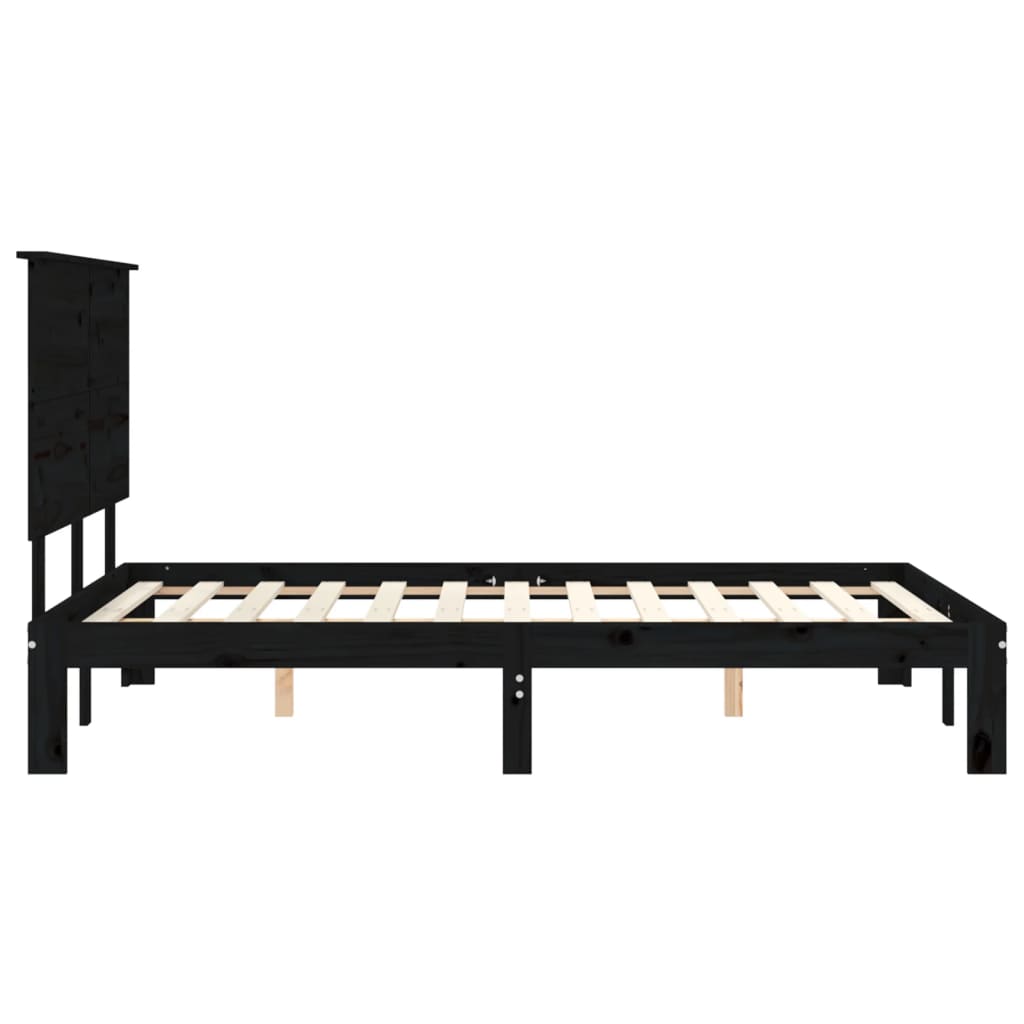 Massivholzbett mit Kopfteil Schwarz 140x200 cm