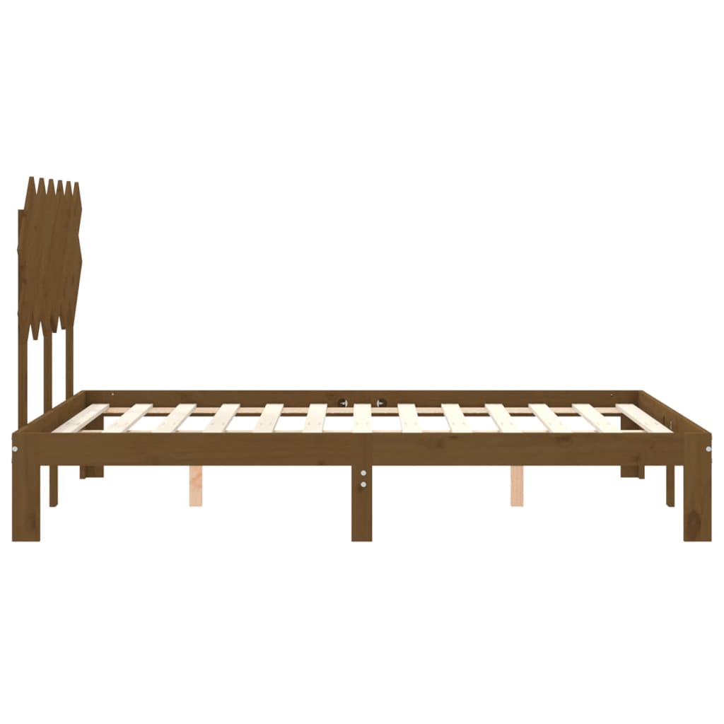 Massivholzbett mit Kopfteil Honigbraun 4FT6 Double