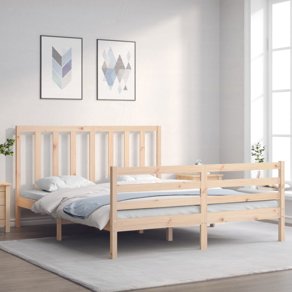 Massivholzbett mit Kopfteil 5FT King Size