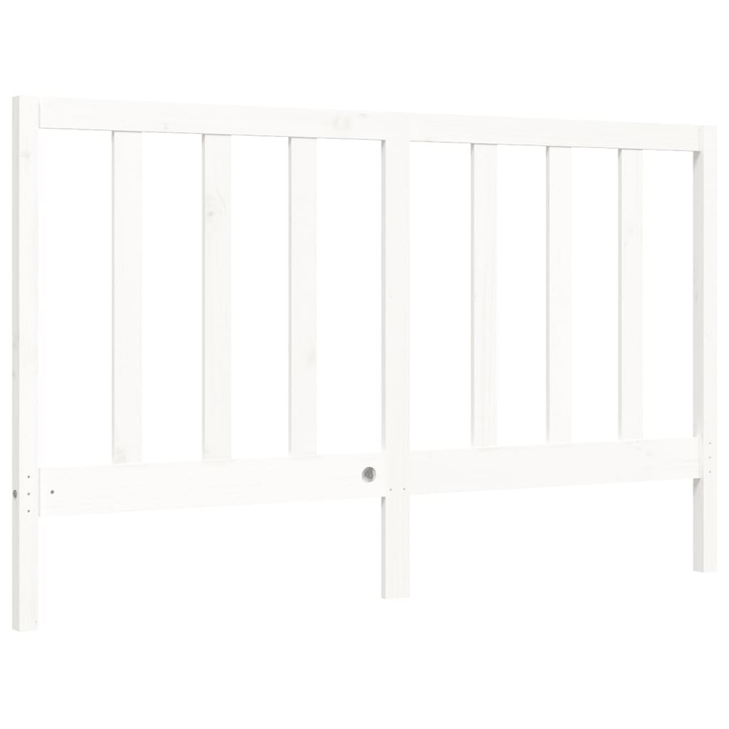 Massivholzbett mit Kopfteil Weiß 5FT King Size