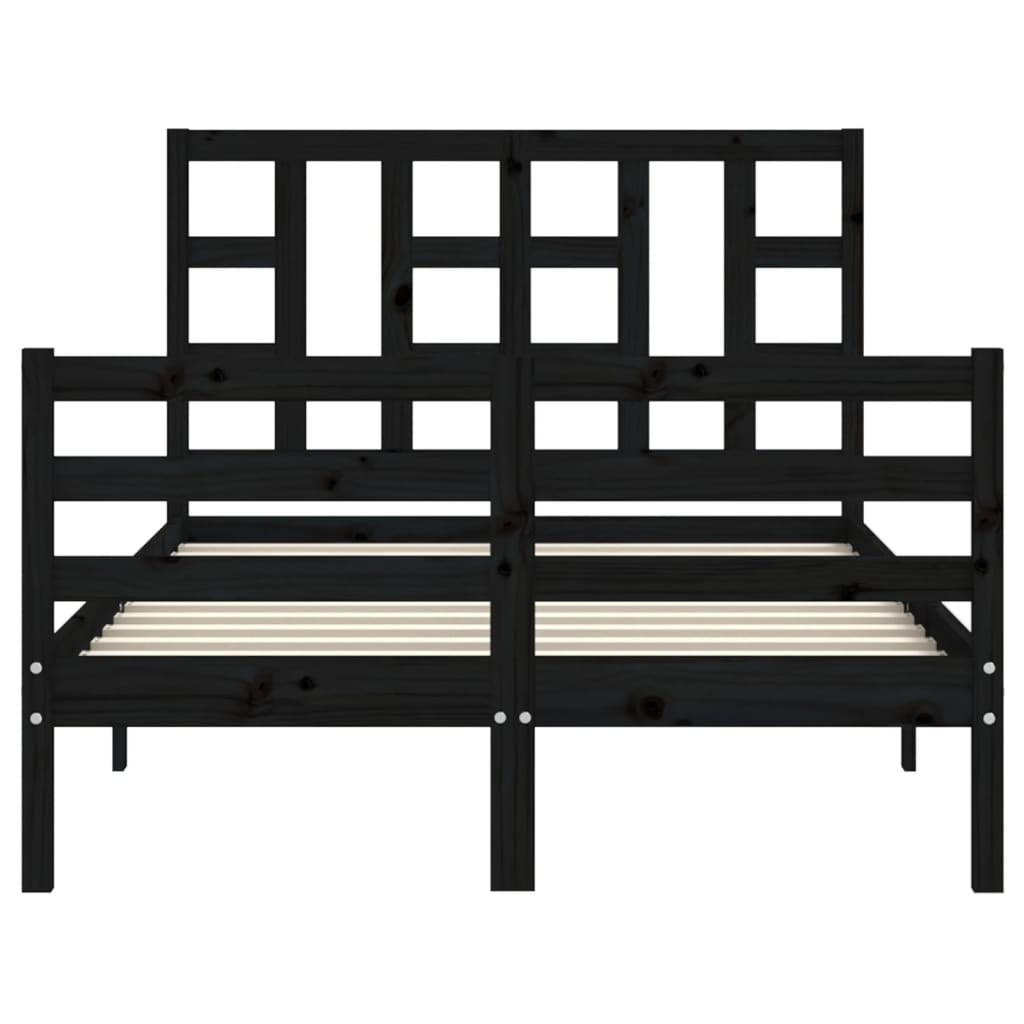 Massivholzbett mit Kopfteil Schwarz 4FT Small Double