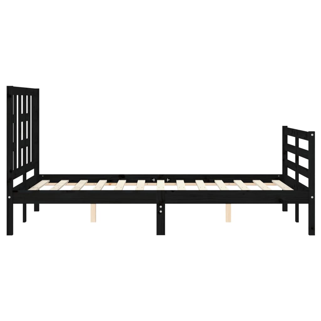 Massivholzbett mit Kopfteil Schwarz 4FT Small Double