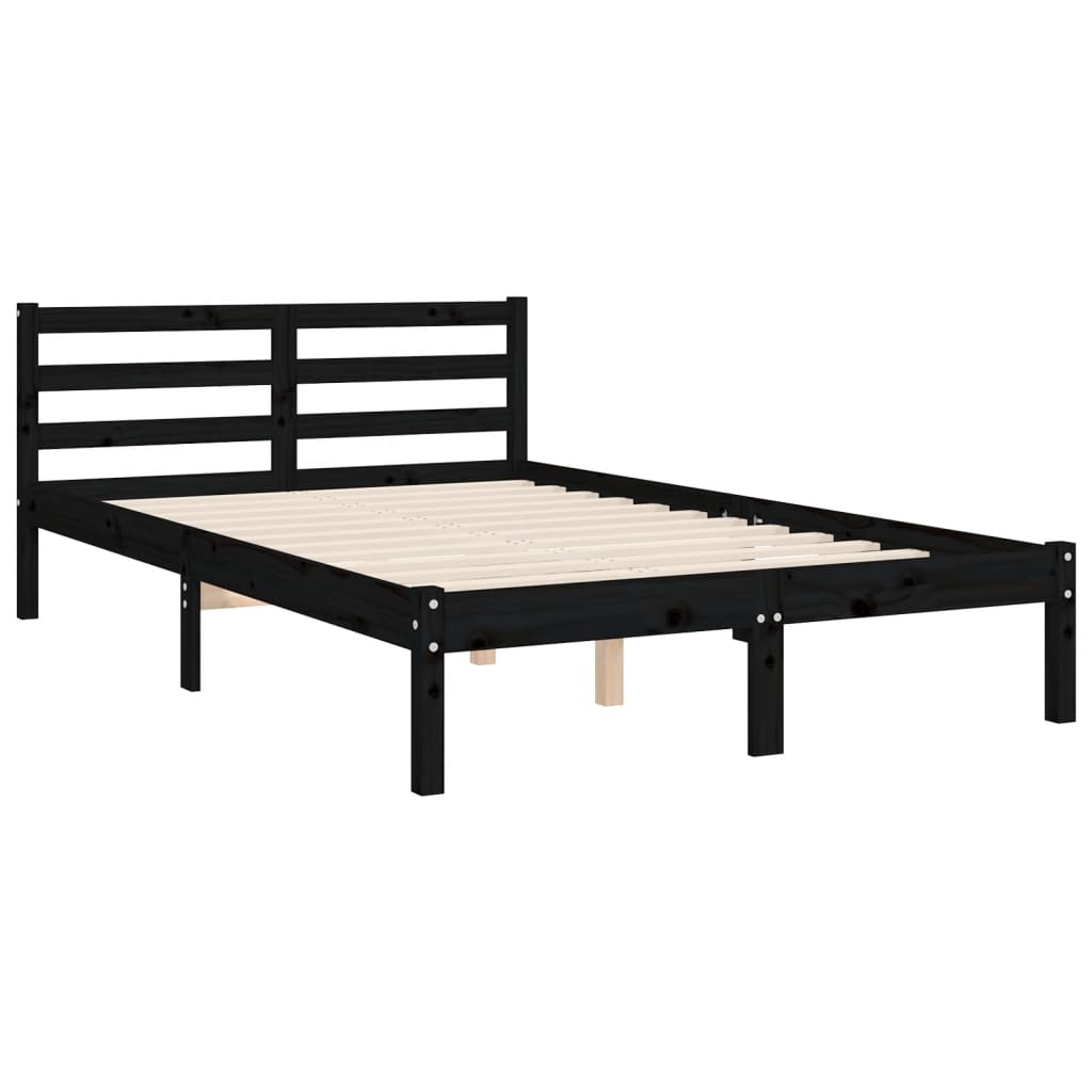 Massivholzbett mit Kopfteil Schwarz 4FT Small Double