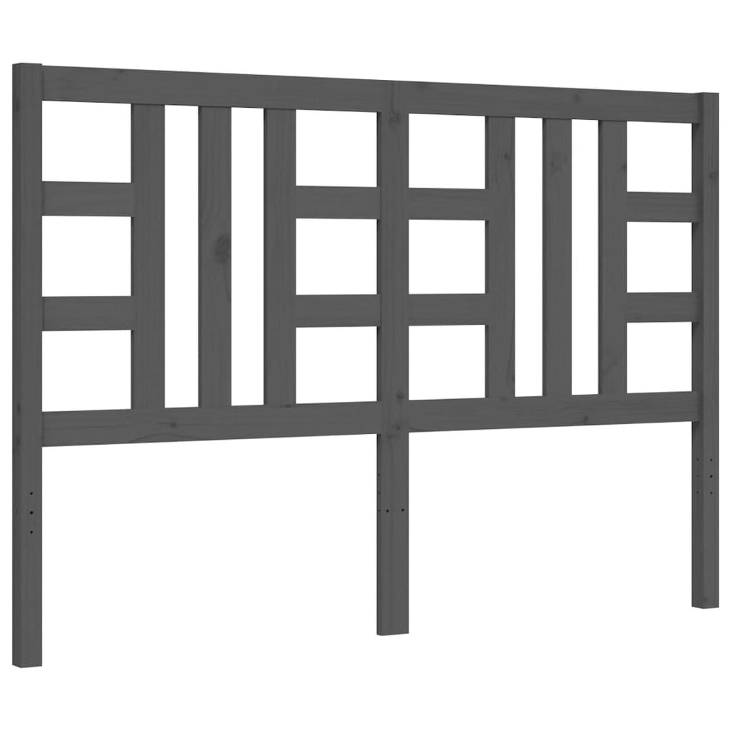 Massivholzbett mit Kopfteil Grau 160x200 cm