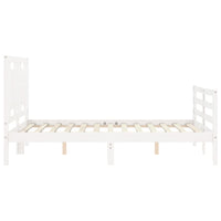 Thumbnail for Massivholzbett mit Kopfteil Weiß 120x200 cm