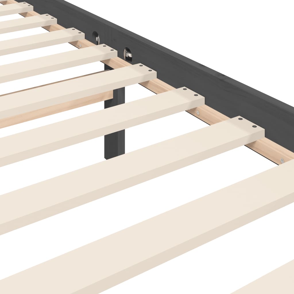 Massivholzbett mit Kopfteil Grau 5FT King Size