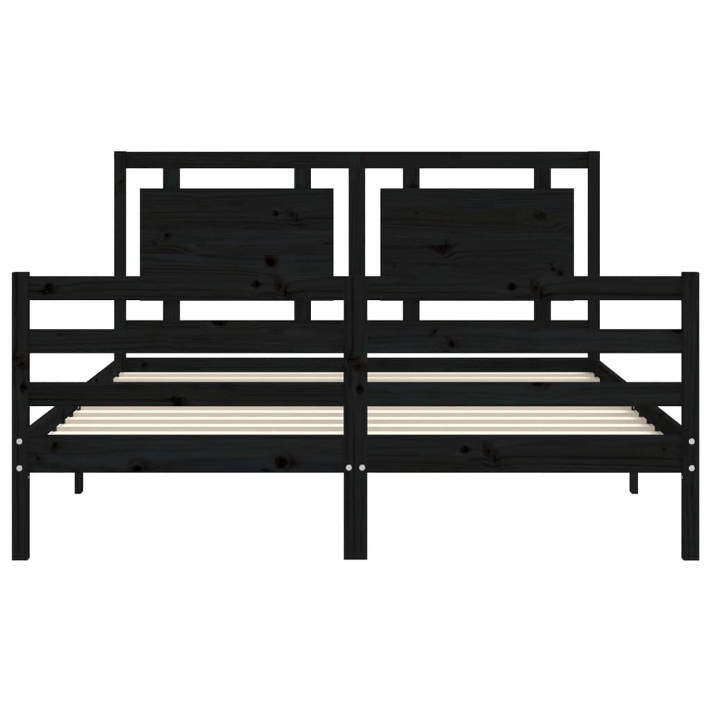 Massivholzbett mit Kopfteil Schwarz 5FT King Size