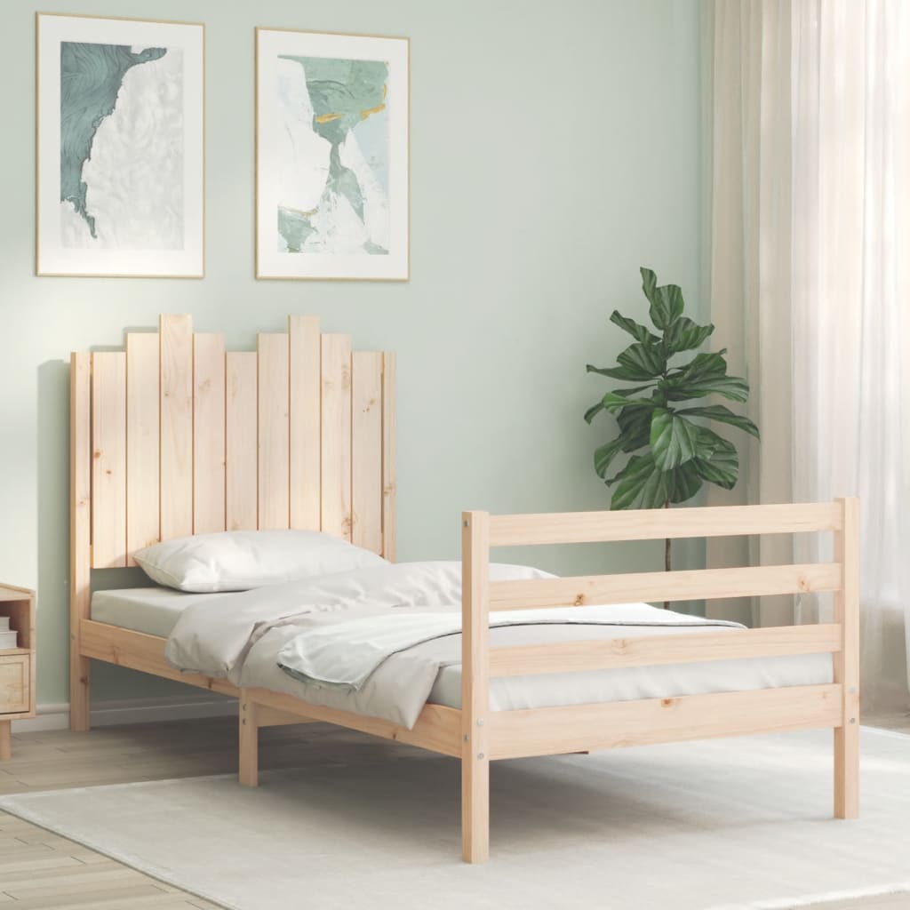 Massivholzbett mit Kopfteil 90x200 cm