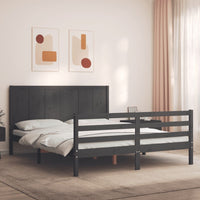 Thumbnail for Massivholzbett mit Kopfteil Grau