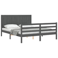 Thumbnail for Massivholzbett mit Kopfteil Grau