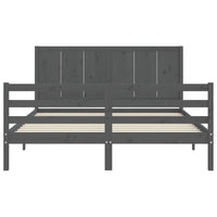 Thumbnail for Massivholzbett mit Kopfteil Grau